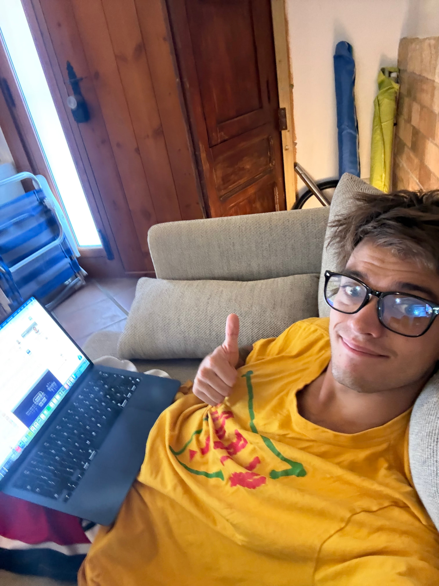 Noah Horner working on a laptop